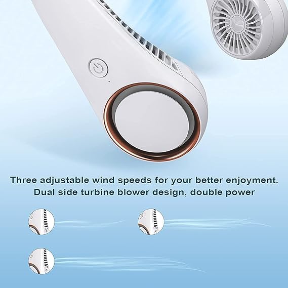 🔥 Portable USB Rechargeable Bladeless Neck Fan – Lightweight, Hands-Free 360° Cooling Anytime, Anywhere! ❄️💨