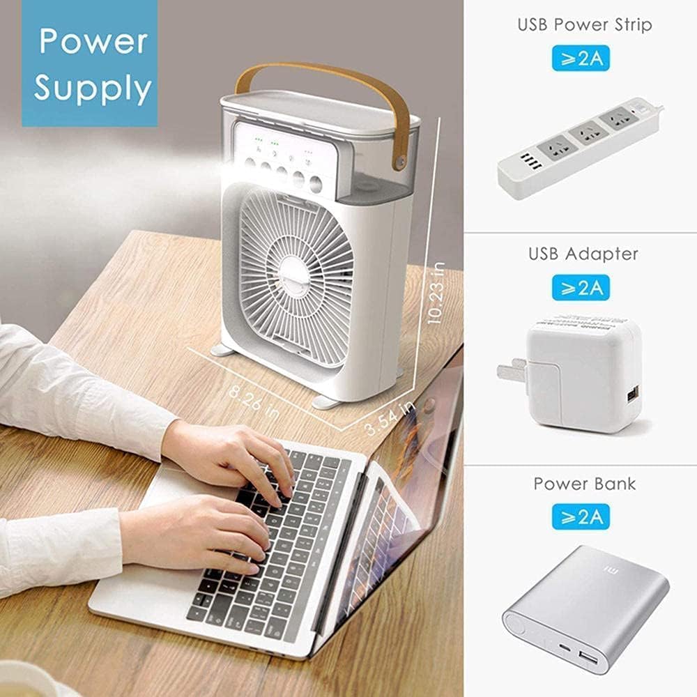 Portable Fan Cooling Mini Air Conditioner Water Air Cooler 500 ML | USB Powered Mini Desktop Cooling Misting Fan, 1 | 2 | 3 Timer 3 Smart Speeds