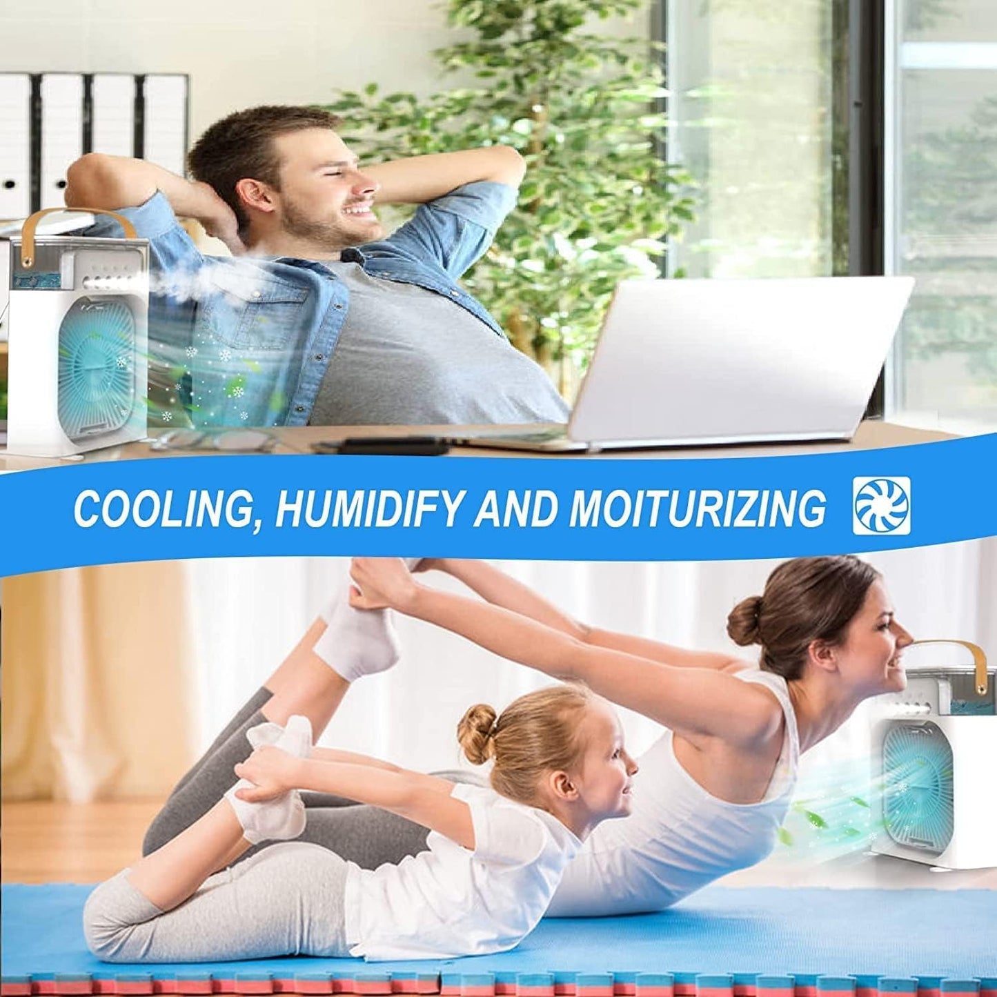 Portable Fan Cooling Mini Air Conditioner Water Air Cooler 500 ML | USB Powered Mini Desktop Cooling Misting Fan, 1 | 2 | 3 Timer 3 Smart Speeds